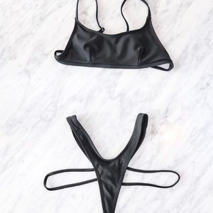 Black cutout tiny bikini